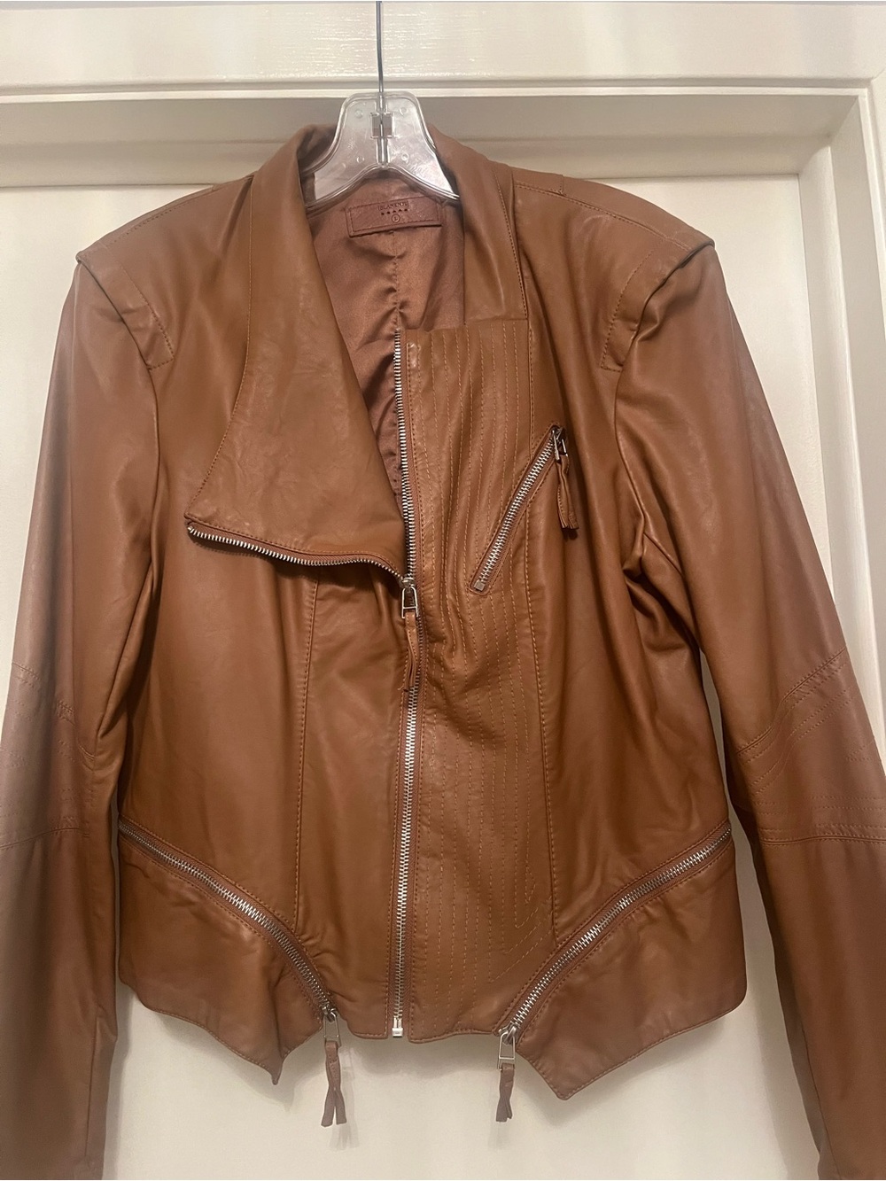 Women's Tan faux Leather Moto Jacket-NWT